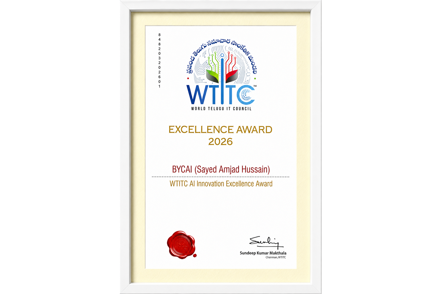 BYCAI Wins WTITC AI Innovation Excellence Award 2026 in Singapore | Build Your Code AI Solutions