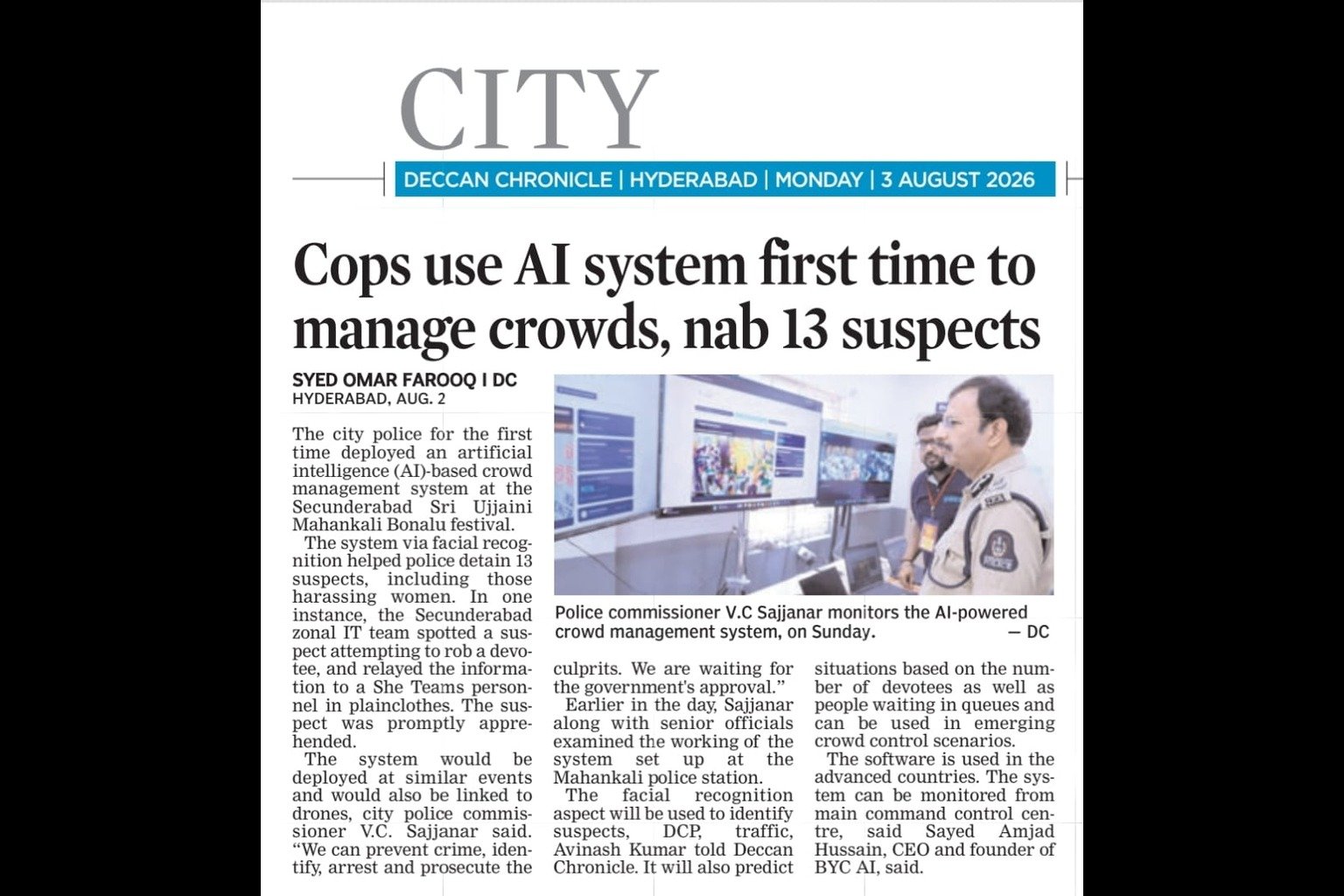 BYC AI’s AI Crowd Management at Bonalu 2026 | Telangana Police